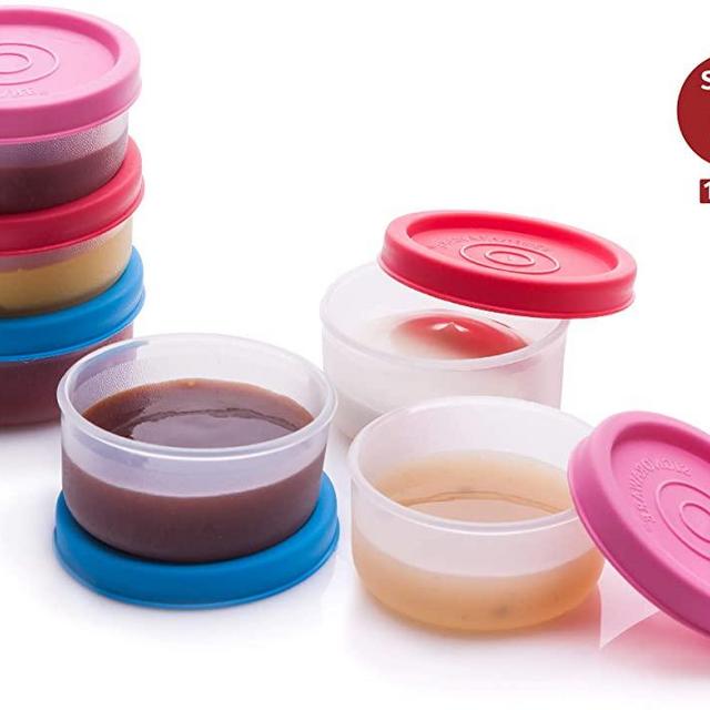 Condiment Cups Containers with Lids- 6 pk. 1.3 oz.Salad Dressing Container to go Small Food Storage Containers with Lids- Sauce Cups Leak proof Reusable Plastic BPA free for Lunch Box Picnic Travel
