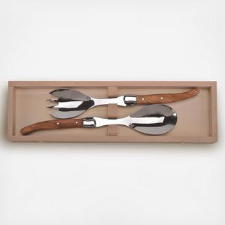 Laguiole 2-Piece Olive Wood Salad Set with Clasp Box
