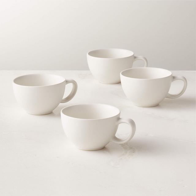 Crisp Matte White Espresso Cup Set of 4
