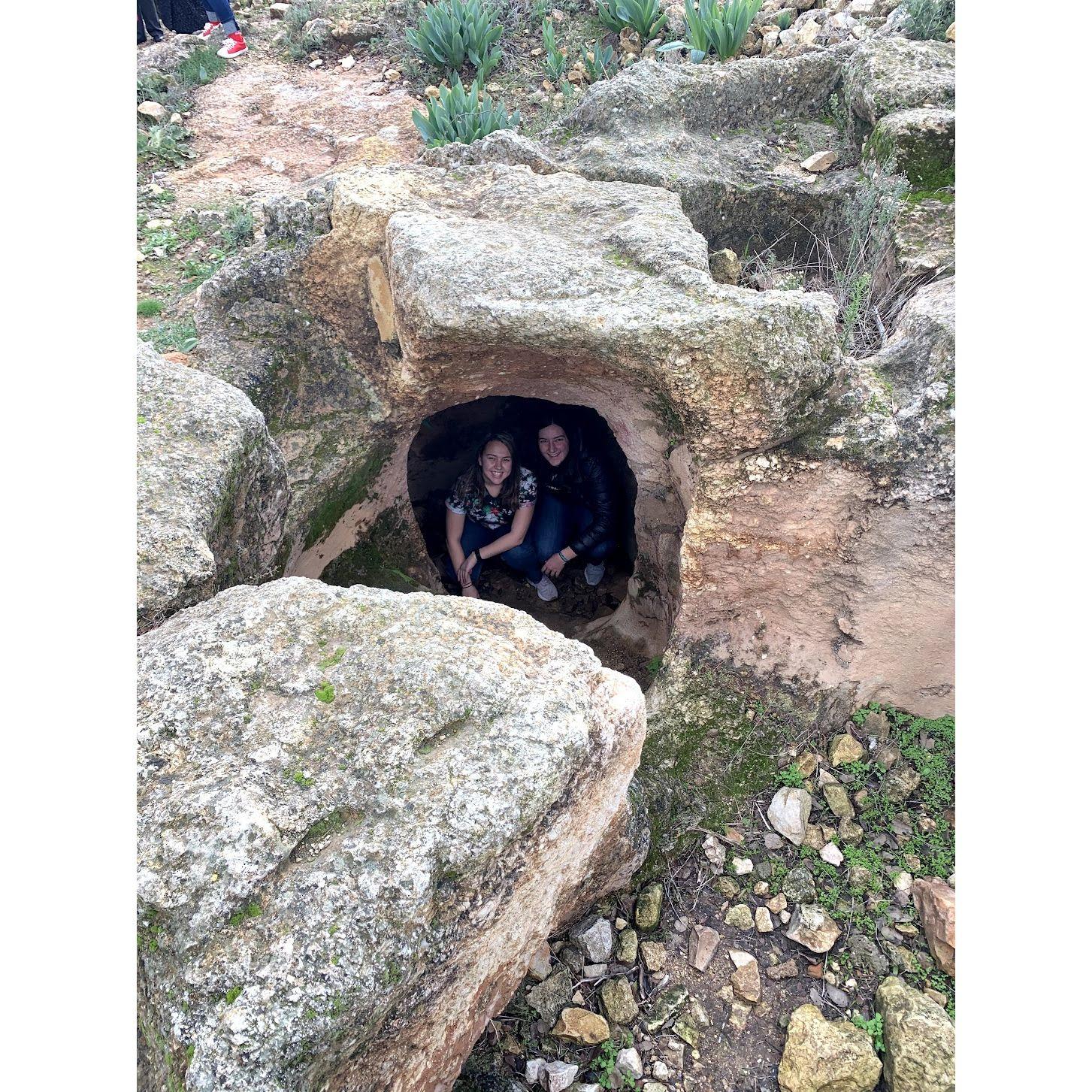 Hiding in caves all around Israel. The sites were gorgeous.