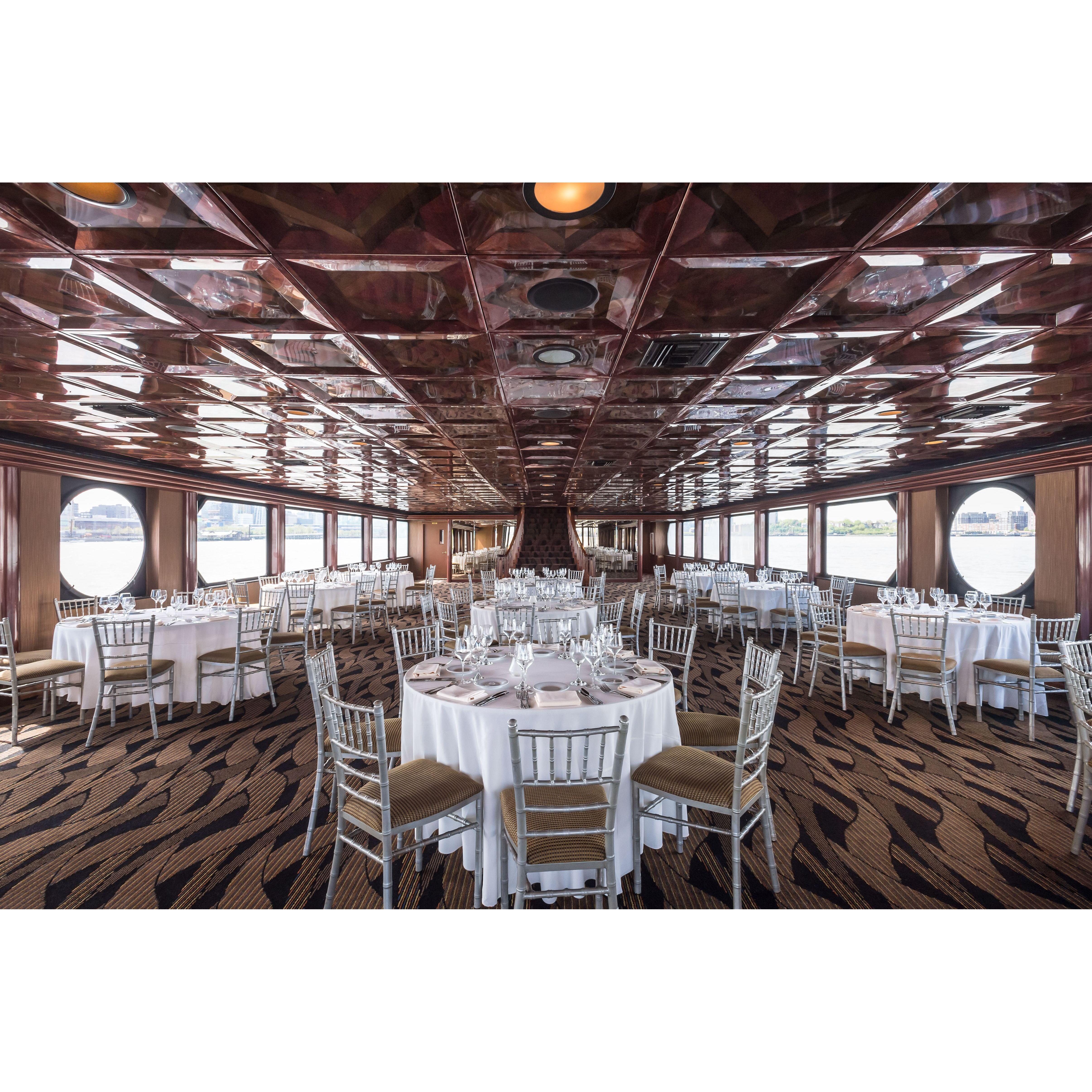 The dining deck.
Fully enclosed, climate-controlled, pillar-free and large windows for unobstructed views, flexible/comfortable seating and a private suite.