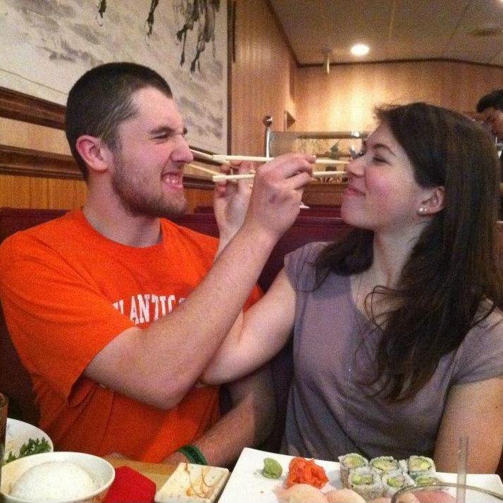 The inagural chopstick nose pinch, which continues to be a tradition.