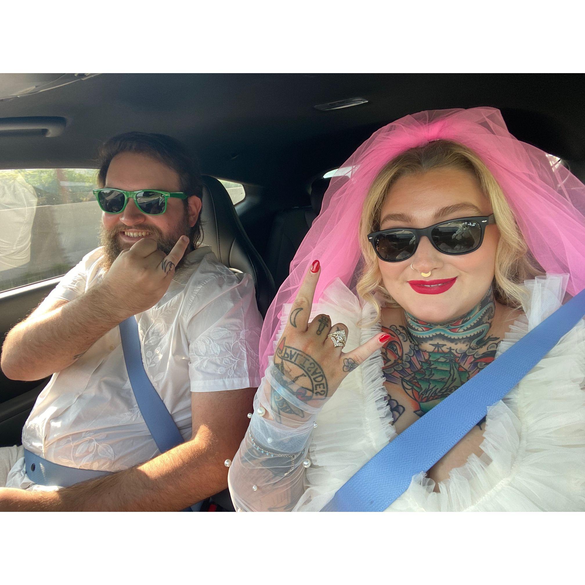 On our way to get married-the first time!