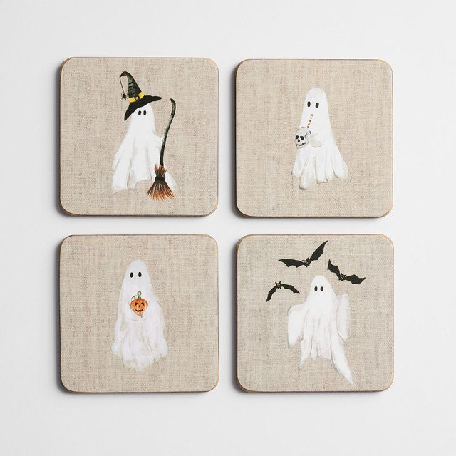 Scary Squad Coasters, Set of 4 - Flax