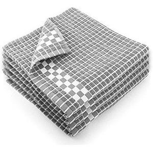 Fecido Classic Dark Kitchen Dish Towels with Hanging Loop - Heavy Duty Absorbent Dish Clothes - European Made 100% Cotton Tea Towels - Set of 4, Silver Gray