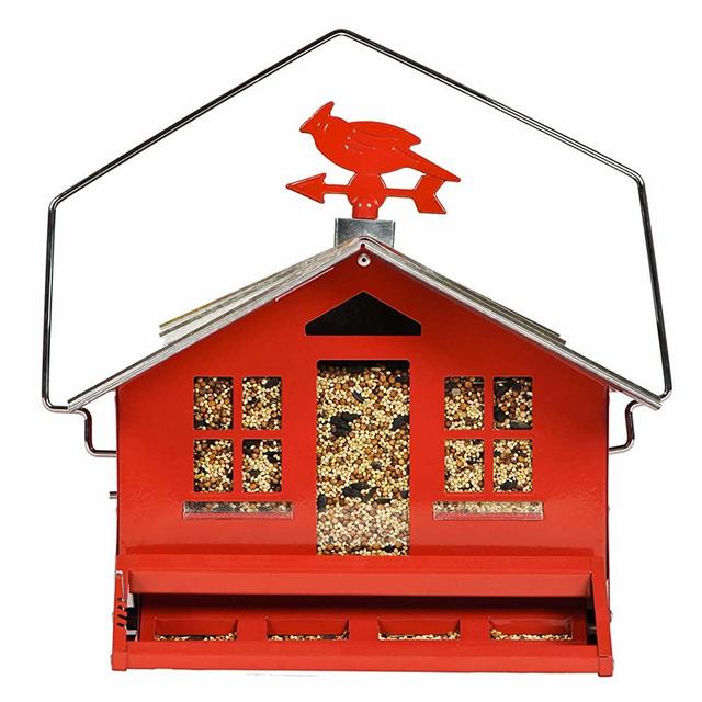 Perky-Pet 338 Squirrel-Be-Gone II Country House Bird Feeder with Weathervane, 8 lb, Red