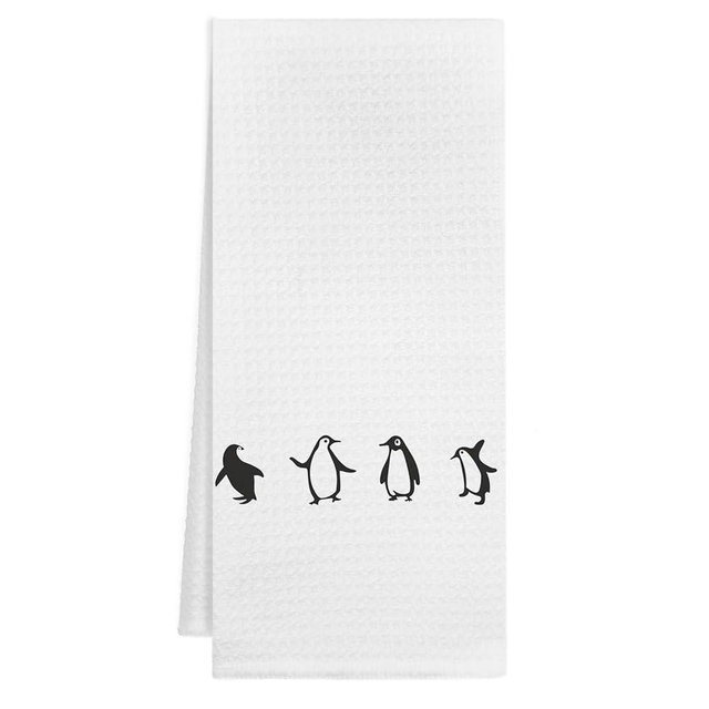 VIIJJUE Penguin Gifts Bathroom Decor Hand Towels for Bathroom, Black and White Penguin Decorative Kitchen Dish Towels, 16x24 Inch