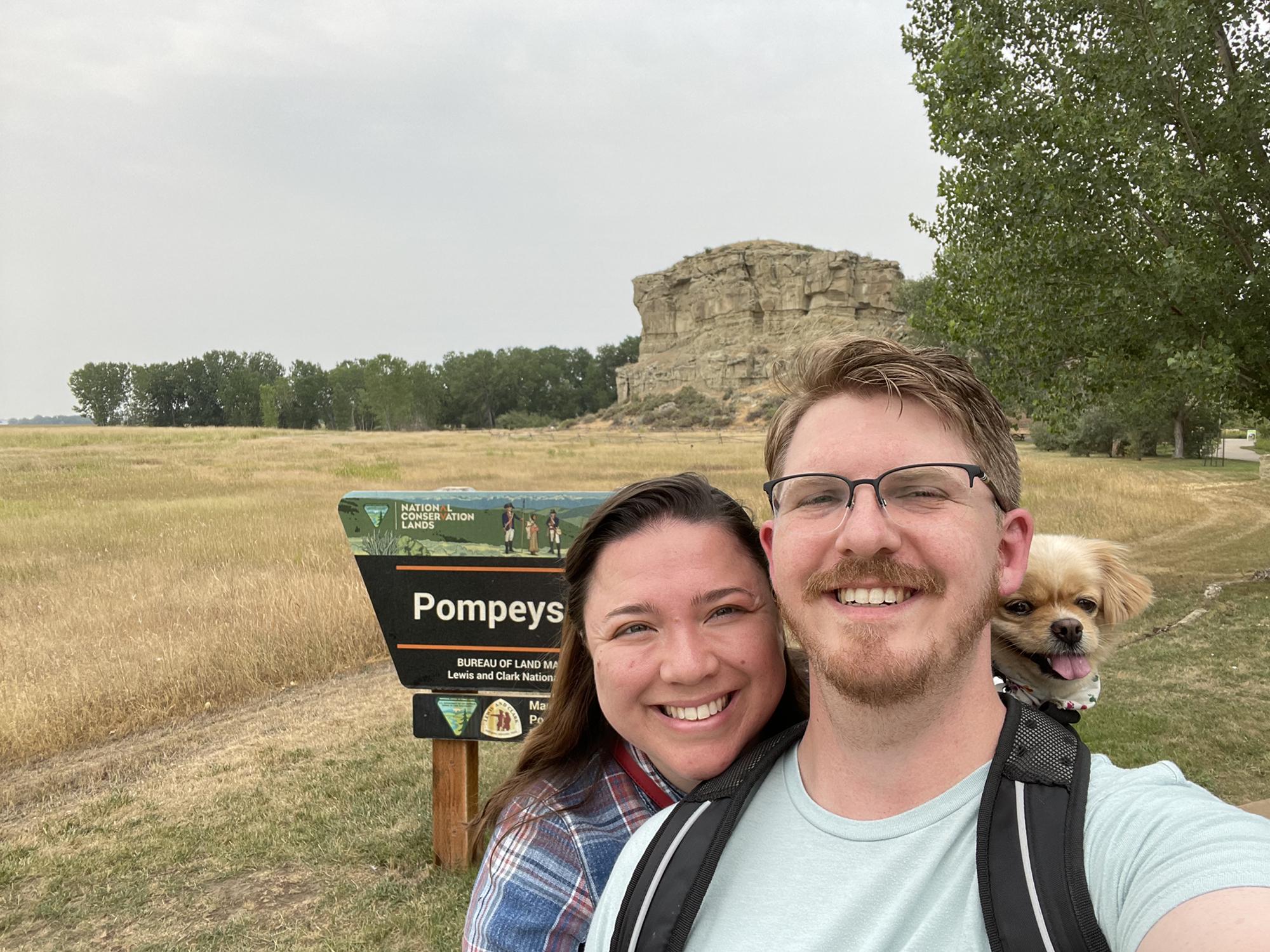 Pompey’s Pillar National Monument in Montana is the only real proof we have that Lewis & Clark made it that far west on their expedition. We smuggled Elsa into the park so she could see it too. Ha!
