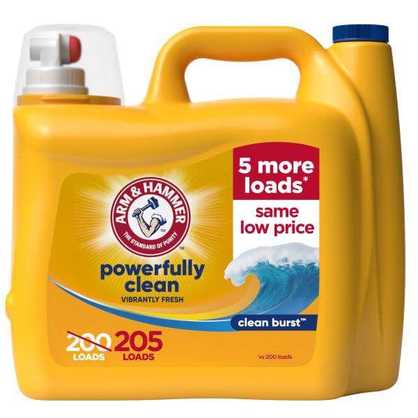 ARM & HAMMER Liquid Laundry Detergent, Powerfully Clean, Clean Burst Scent, More Loads, 205 Loads, 205 Fl Oz