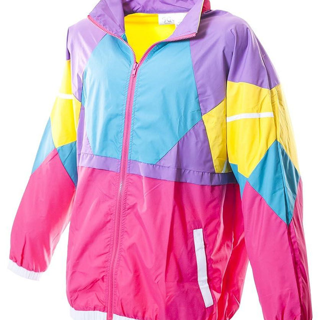 Funny Guy Mugs 80s & 90s Unisex Retro Windbreaker - Runs Large For A Baggy Fit