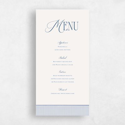 Cobalt, Blue Wedding Menu - Sage