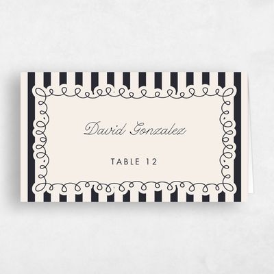 Ebony, Beige Wedding Place Card - Imogen