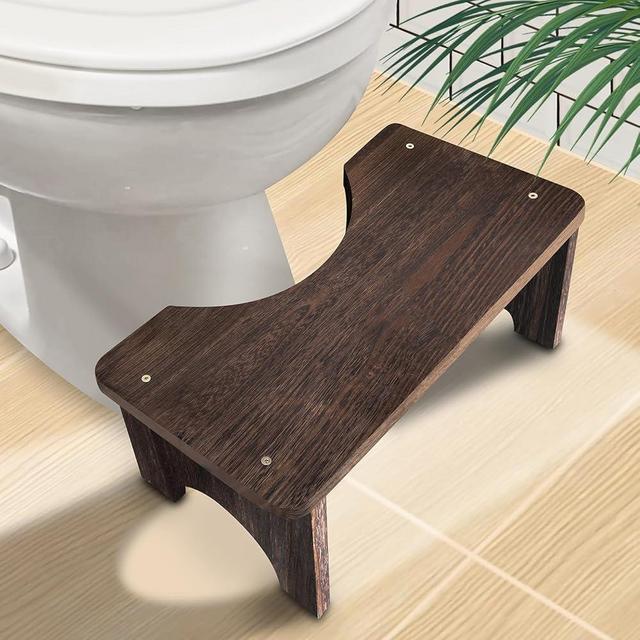 AZEN Wood Toilet Stool Squat Adult, Poop Stool for Bathroom Adults, Portable Toilet Potty Stool for Adults, 7 Inch Height