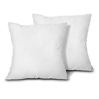 Edow Throw Pillow Inserts, Set of 2 Lightweight Down Alternative Polyester Pillow, Couch Cushion, Sham Stuffer, Machine Washable. (White, 26x26)
