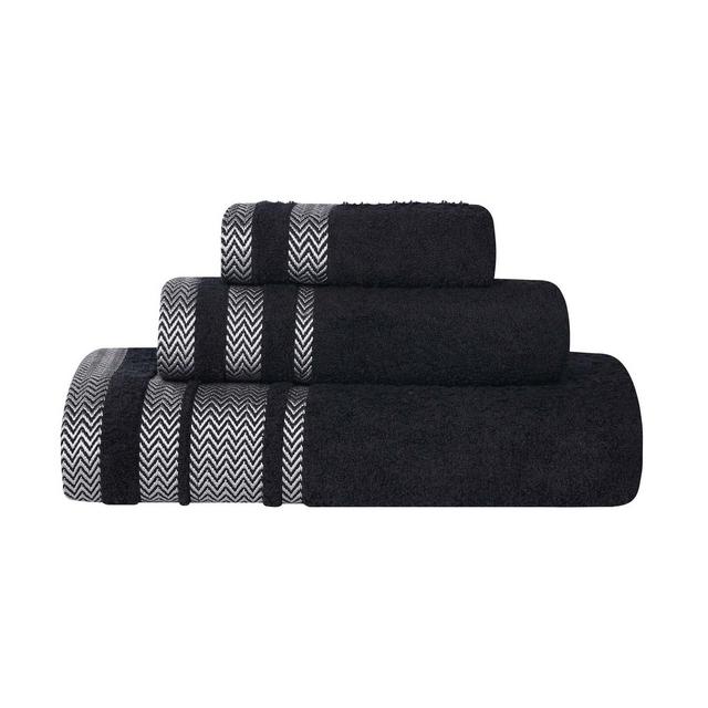 Cotton Medium Weight 3 Piece Bathroom Towel Set, Black - Blue Nile Mills