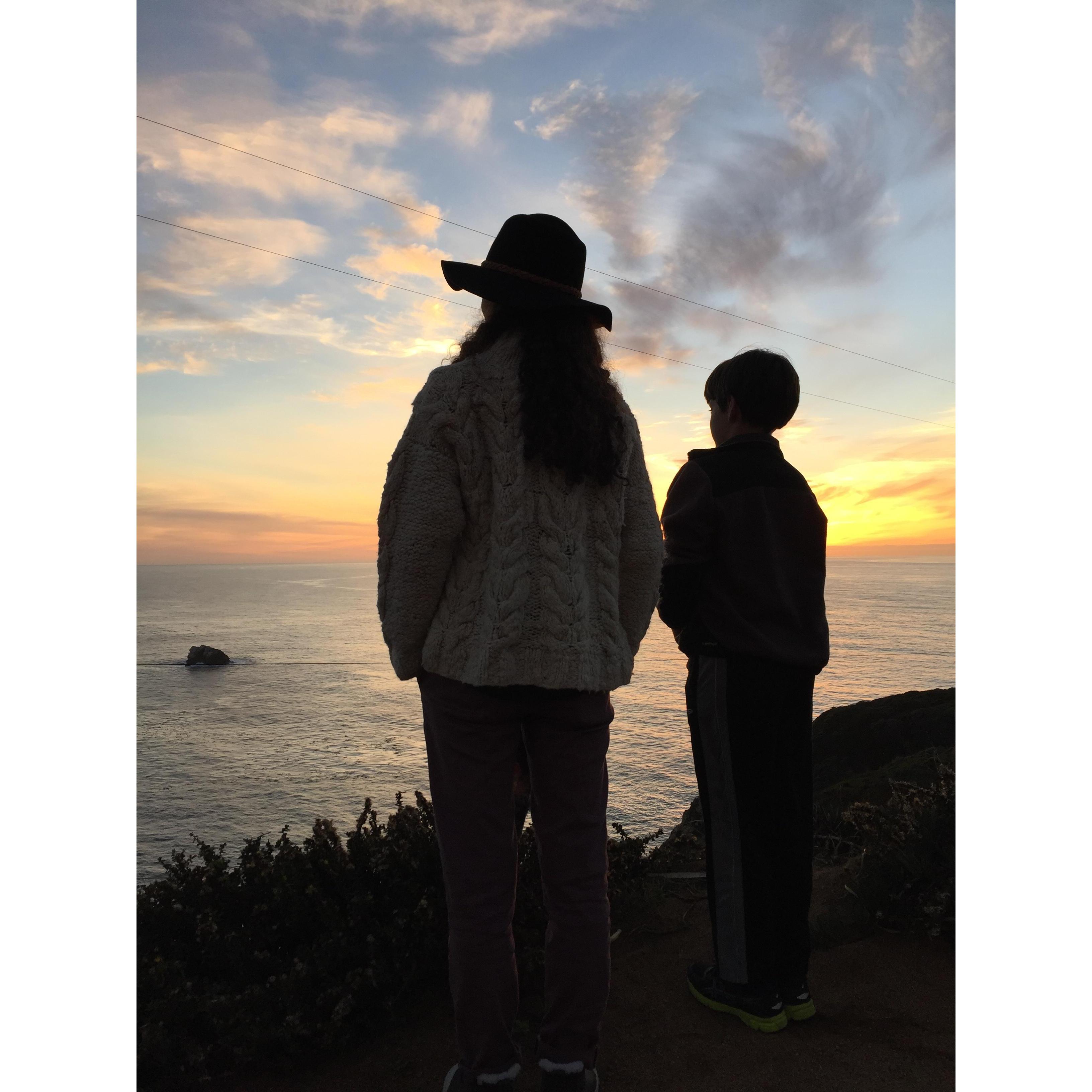 Taking in the view on one of our road trips up the coast.