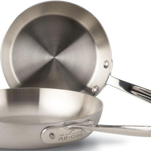 All-Clad D5 Stainless Steel Frying Pan Cookware Set, 8/10 in, Silver