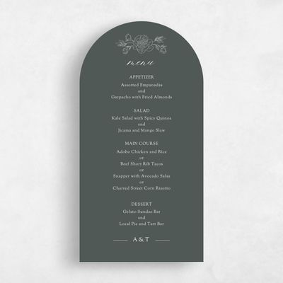 Green Arch Wedding Menu - Mauve