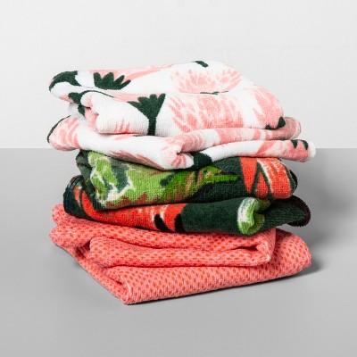 6pk Warm Floral/Jungle Wash Pack Coral/Green - Opalhouse&#153;