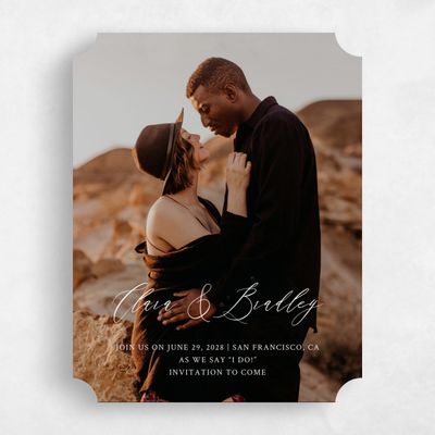 White Ticket Wedding Save the Date - Hillpine Photo