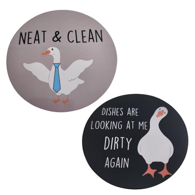 Funny Dishwasher Magnet Clean Dirty Sign, Dirty Clean Dishwasher Magnet, Clean/Dirty Magnetic Sign, Goose Kitchen Decor, Dishes are Looking at Me Goose