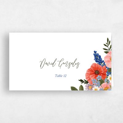 White Wedding Place Card - Destin