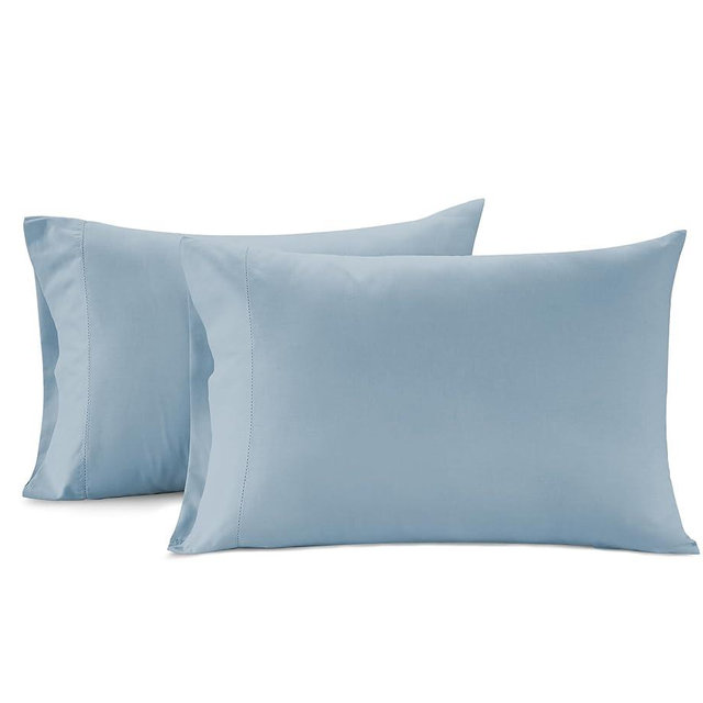 LANE LINEN 100% Organic Cotton Pillow Cases Standard Size Set of 2 (20"x26") - Cotton Pillowcases - Soft Yellow Pillowcase Set - Pillow Case Pack of 2 - French Blue