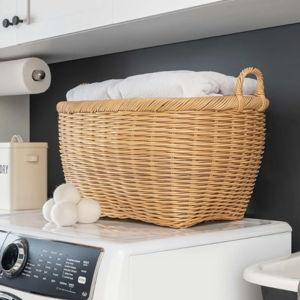 Oval Wicker Laundry Basket (Sandstone)