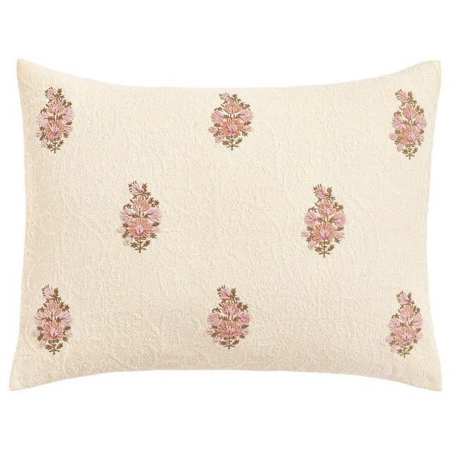 Maisie Embroidered Chenille Sham, Neutral/Pink, Standard