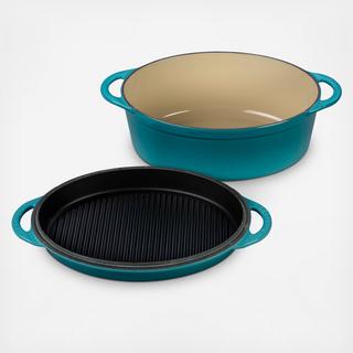 Oval Dutch Oven with Reversible Grill Pan Lid