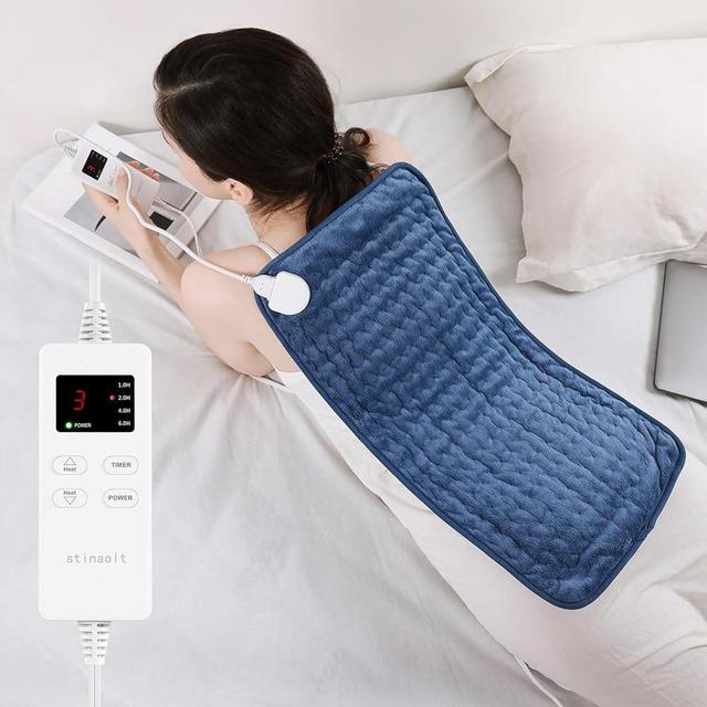 Heating Pad for Back, Heating Pad for Period Cramps with 6 Heat Settings & Timer, Portable Electric Heating Pads for Neck and Shoulders, Christmas Gifts for Women, Men, Blue…