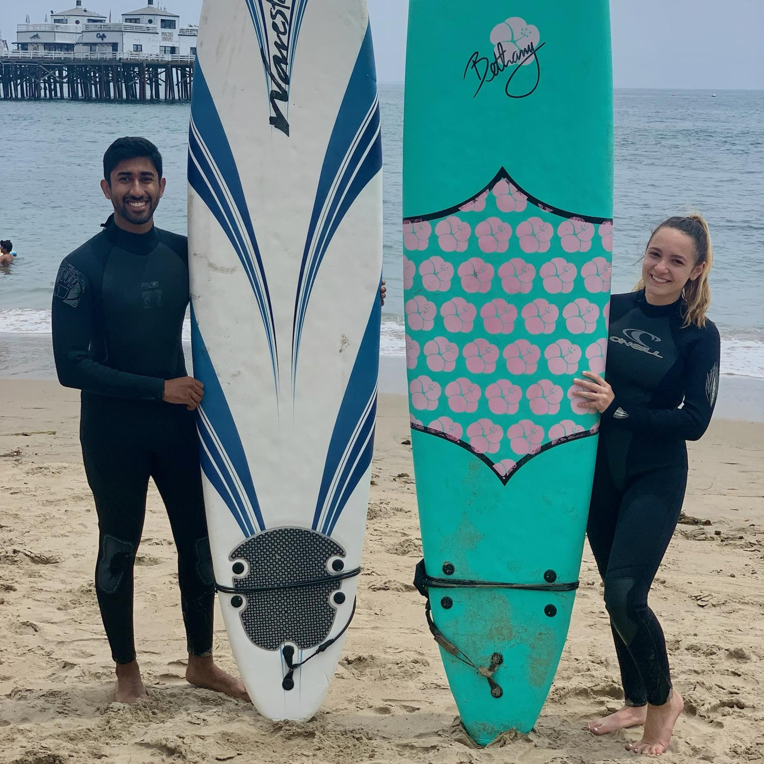 surfing in malibu