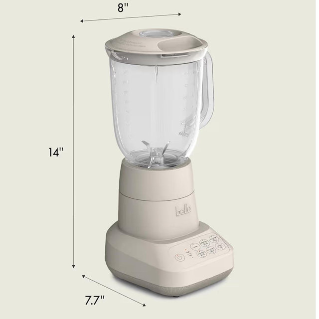 bella 10 Speed Countertop Blender, Juicer & Smoothie Maker, Fits-anywhere™ Kitchenware, Slim Flip & Store Design, Dishwasher Safe 48oz Capacity Pitcher & Lid, Stainless Steel Blade, 450 Watt, Oatmilk