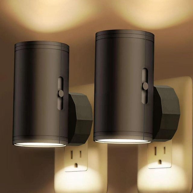 TSEXES LED Night Light Plug in, Night Lights Plug into Wall Dusk to Dawn Sensor,5-300LM Adjustable Brightness, 2700K,Dimmable Night Lights for Kitchen,Hallway Bedroom,Stairway,2 Pack