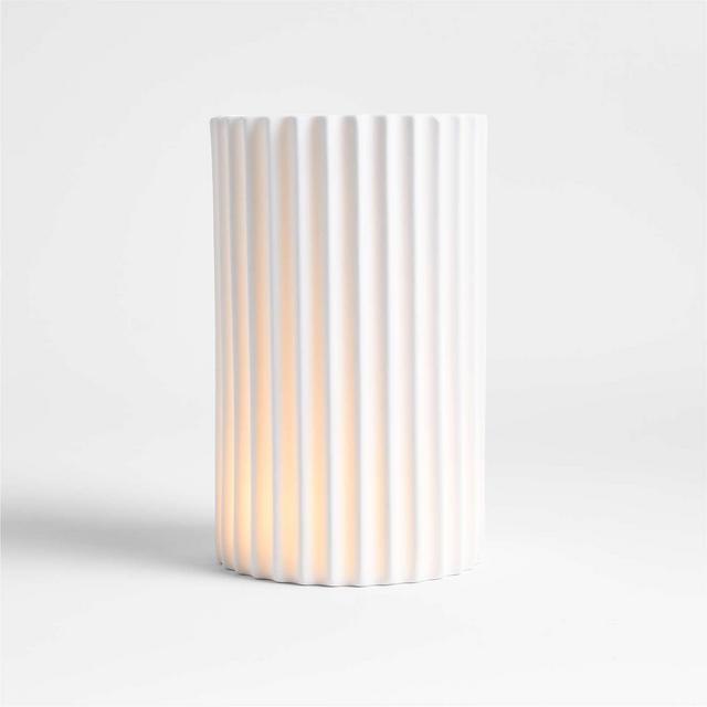 Wave Medium White Porcelain Hurricane Candle Holder