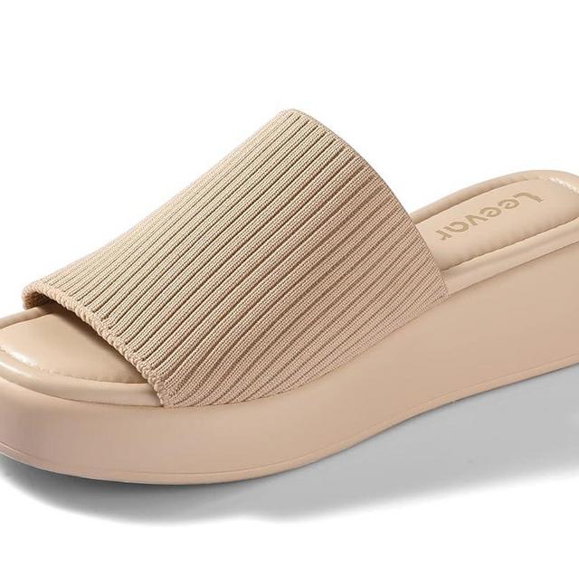 Leevar Platform Sandals for Women - Soft Memory Foam Padded Platform Wedges Sandals - Womens Backless Slip On Platform Slides - Comfy Square Open Toe Mules Nude Clear White Black Platform Sandals Summer Casual Flatform Platform Wedge Slides for Women