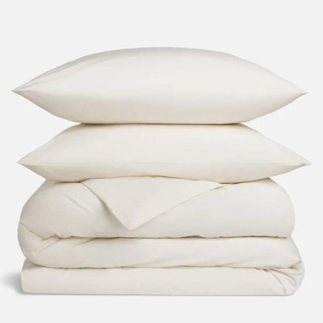 Brooklinen Luxury Sateen Duvet Cover Set - 100% Cotton, King/Cali King Size, Cream - Includes 1 Duvet Cover and 2 King Pillowcases | Best Luxury Sheets