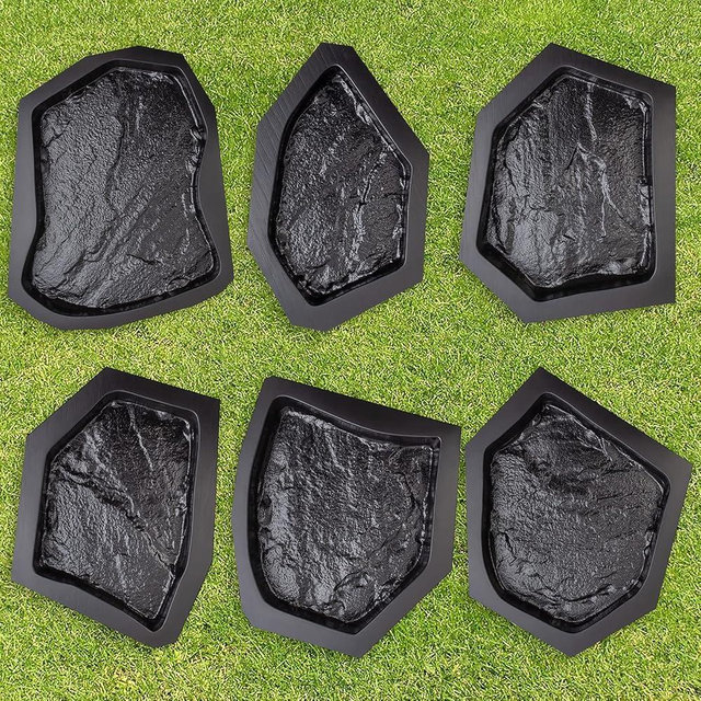 Betonex 6 pcs Flagstone Molds ABS 2mm Cement Mold - Paver Mold Reusable - Casting Pathmaker Garden Pathmate Pavement Precast Concrete Molds and Forms Walkway