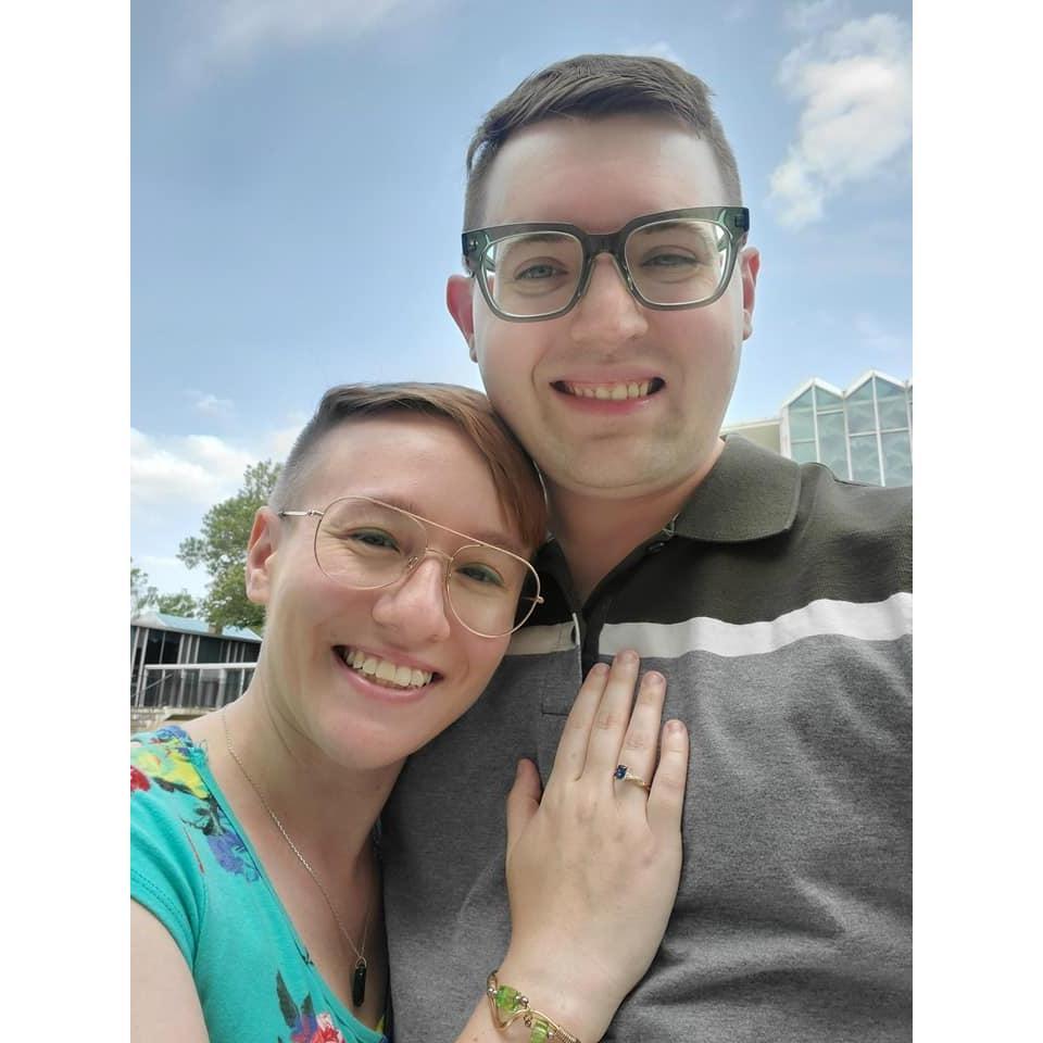 2021: Our engagement! Will popped the question at the reflecting pools at Wayne State, where we shared our first kiss in 2015