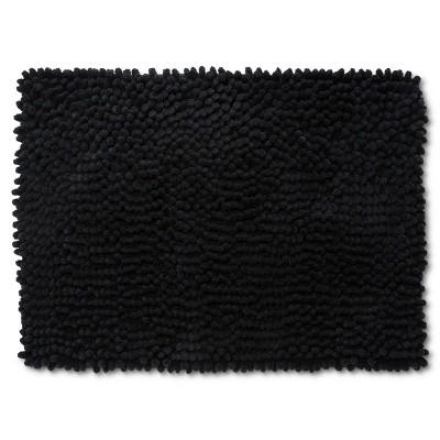 24" x 17" Chunky Chenille Memory Foam Bath Rug Black - Room Essentials&#153;
