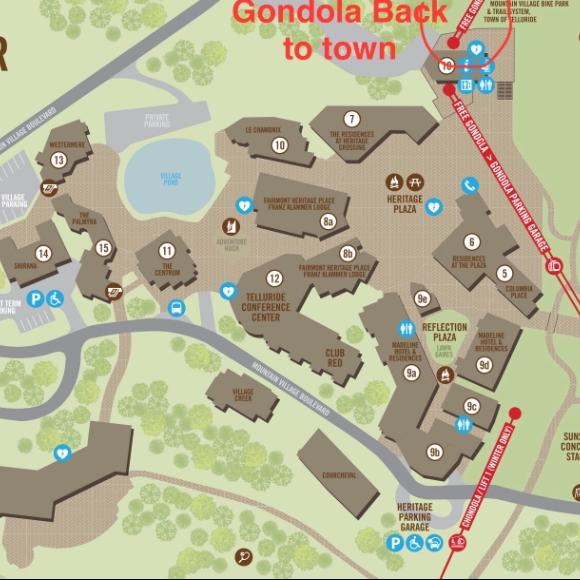 This is a map of mountain village. The gondola will take you back to town.