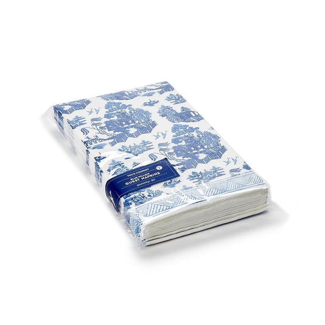Two's Company Blue Willow 3-Ply Paper Dinner Napkin, 8-Inch, Set of 20