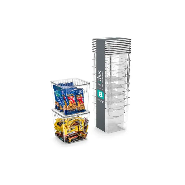 Sorbus Clear Small Plastic Storage Bins - for Kitchen Organization and Storage, Pantry, Fridge, Cabinets