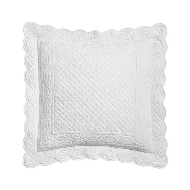 Heirloom Scallop Quilted Shams, Euro, White, Set of 2