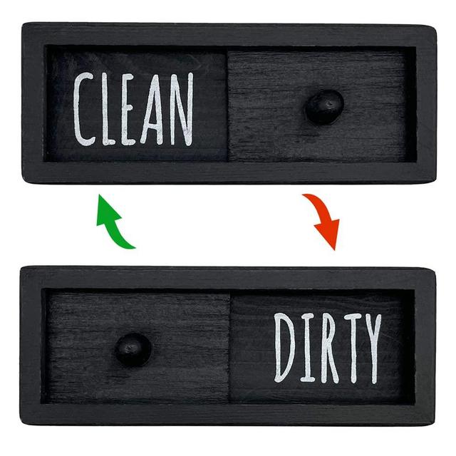 WOJOGO Dishwasher Magnet Clean Dirty Sign – Farmhouse Rustic Wood Clean Dirty Magnet Sign, Works for All Dishwashers, Dishwasher Accessories (Black)