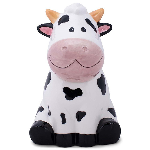 100 North Cute Spotted Cow Farm 10.5 x 7.1 Dolomite Ceramic Cookie Jar