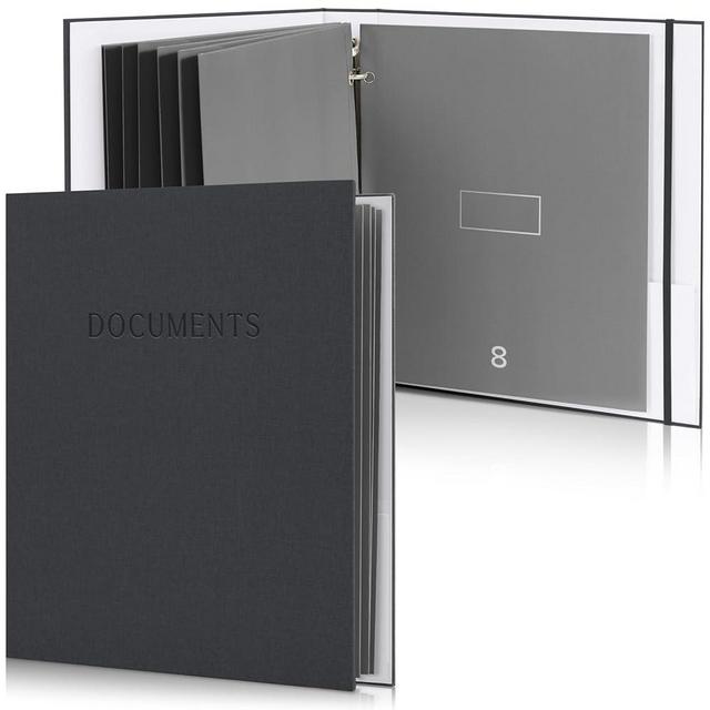 Aesthetic Document Organizer - Sturdy Linen 3-Ring Binder Safely Stores All Your Important Documents and Files in One Place - Easy to Use Expanding Storage Folder Incl. Envelopes, Pockets & Labels