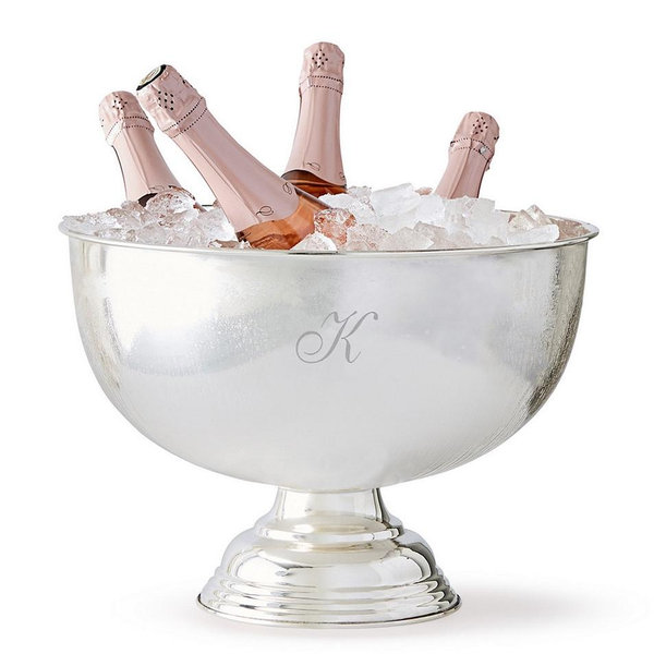 Large Silver Celebration Wine Bowl- K Monogram