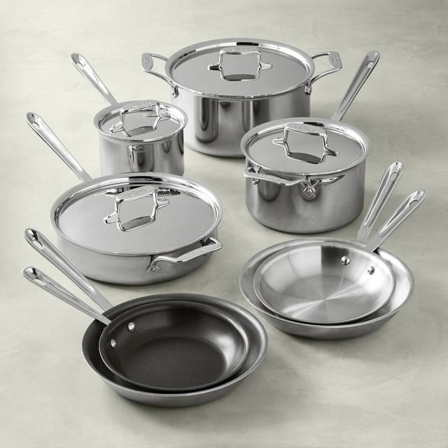 All-Clad d5 Stainless Steel 10-Piece Cookware Set and Fry Pan Set, 8" & 10"