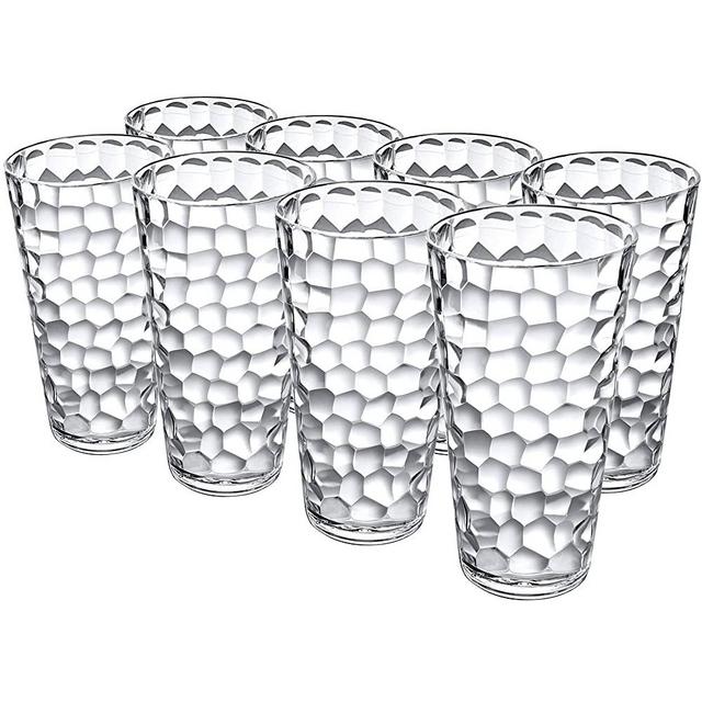 Amazing Abby Iceberg - 24-Ounce Acrylic Plastic Tumblers (Set of 8), BPA-Free and Shatter-Proof, All-Transparent High-Balls